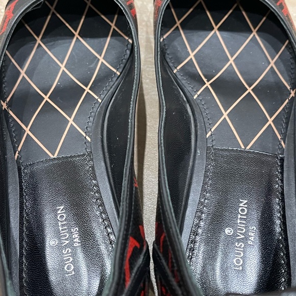 New Authentic Louis Vuitton BLACK RED Monogram NEW REVIVAL BALLERINA Shoes - Picture 5 of 8